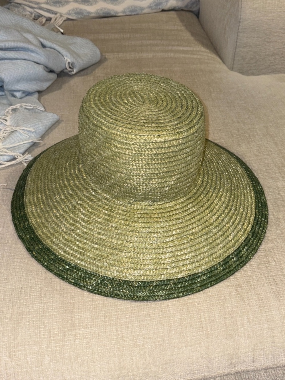 Anthropologie Wyeth Flower Pot Bucket Hat Straw Green Beach Vacation NEW NWT - Picture 5 of 14